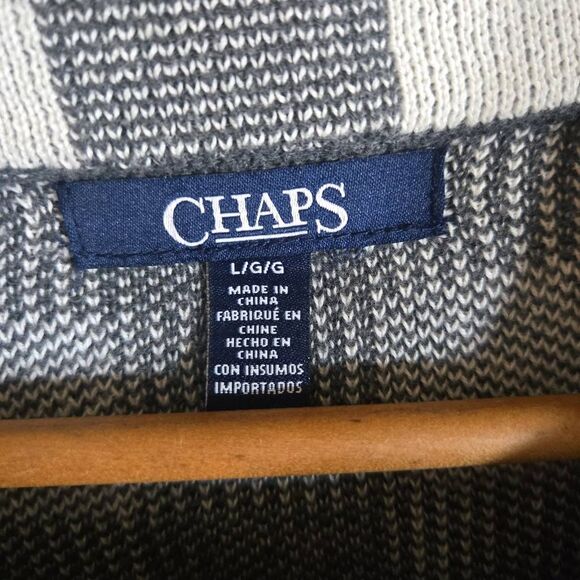 Chaps Zip Up sweater black and white checked flannel pattern women's large - Picture 3 of 9